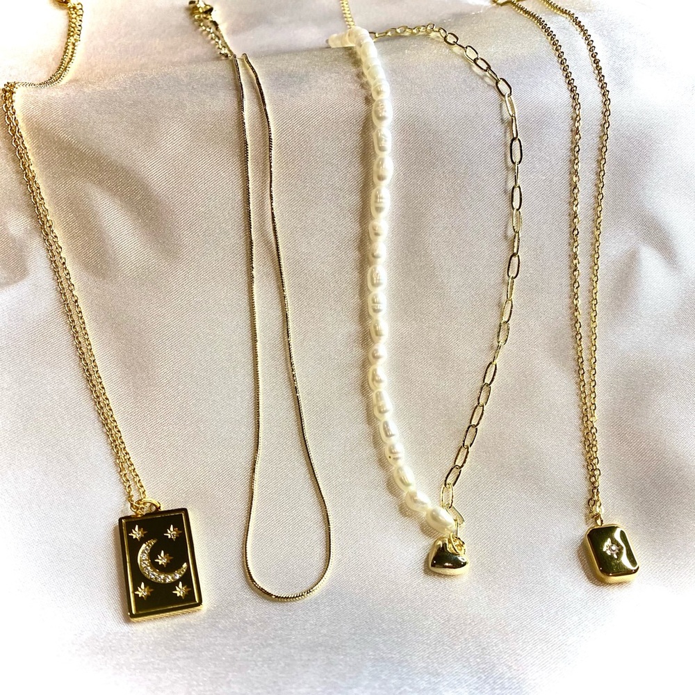 18K Gold Plated Thin Minimal Dainty Necklace - Picture 7 of 12